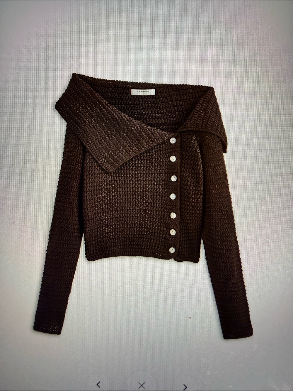 Commense Chocolate Brown Asymmetrical Button Knit Cardigan